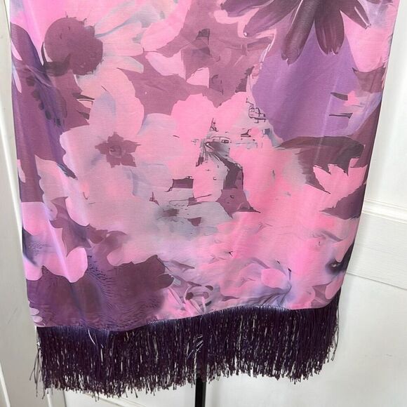 Princess Polly Pink/Purple Strapless Floral Fringe Trim Bodycon Mini Dress Size - Picture 3 of 8